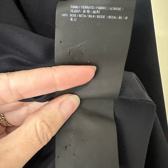 Saint Laurent Silk Satin Blouse Glossy Black size FR 38 Button front - Picture 10 of 13